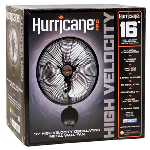 Hurricane - Pro High Velocity Oscillating Metal Wall Mount Fan 16"