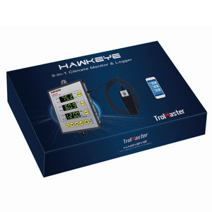 TrolMaster - Legacy Hawkeye 3-in-1 Monitor & Logger (Temp/Humid/CO2) Sensor,Ethernet Adaptor, Free Smartphone App