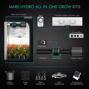 Mars Hydro - TSL 2000 LED Grow Light + 2'x4'  Indoor Complete Grow Tent Kit