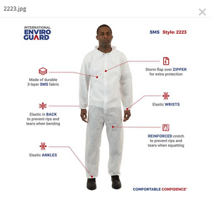 International Enviroguard - White SMS Coverall w/ Elastic Wrist & Ankle  Large